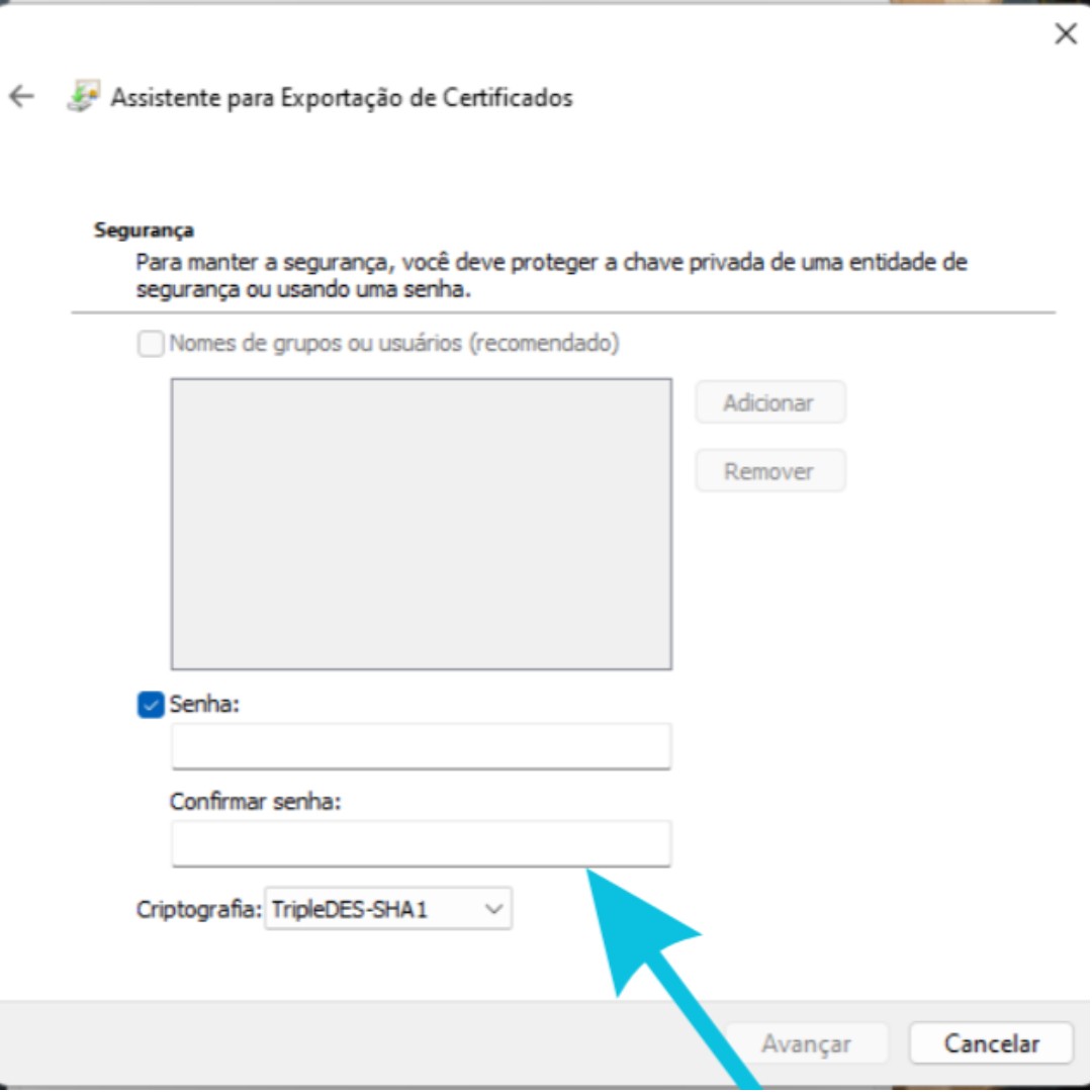 Configuração de senha do arquivo